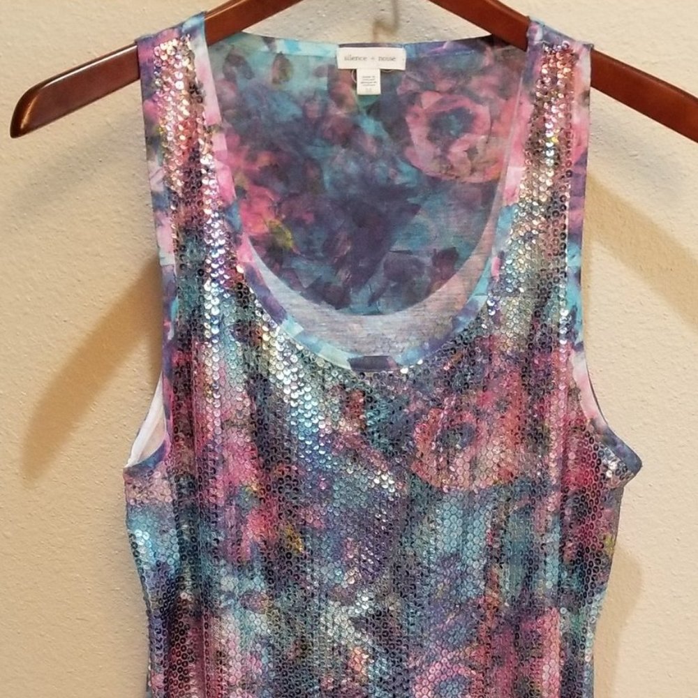 silence + noise Dressy Multi-Color Sequin Tank